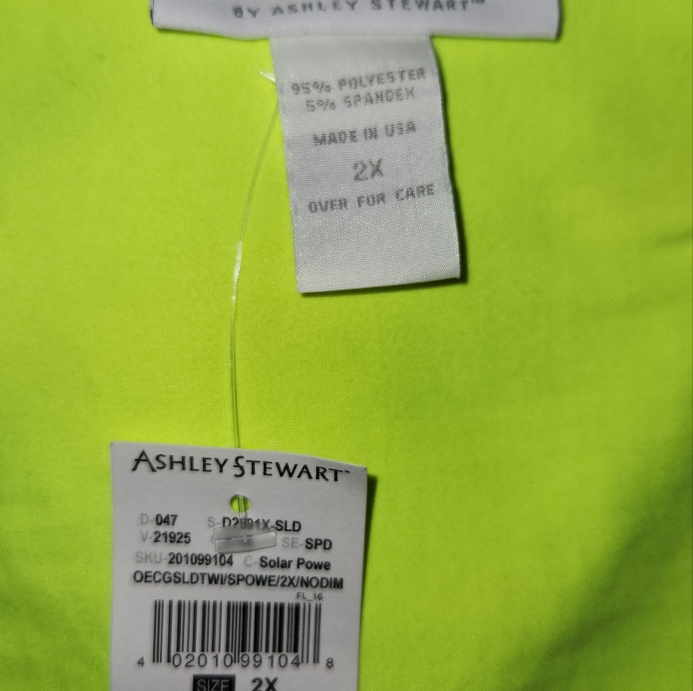NWT !! NEON GREEN ASHLEY STEWART DRESS ! - Picture 6 of 6